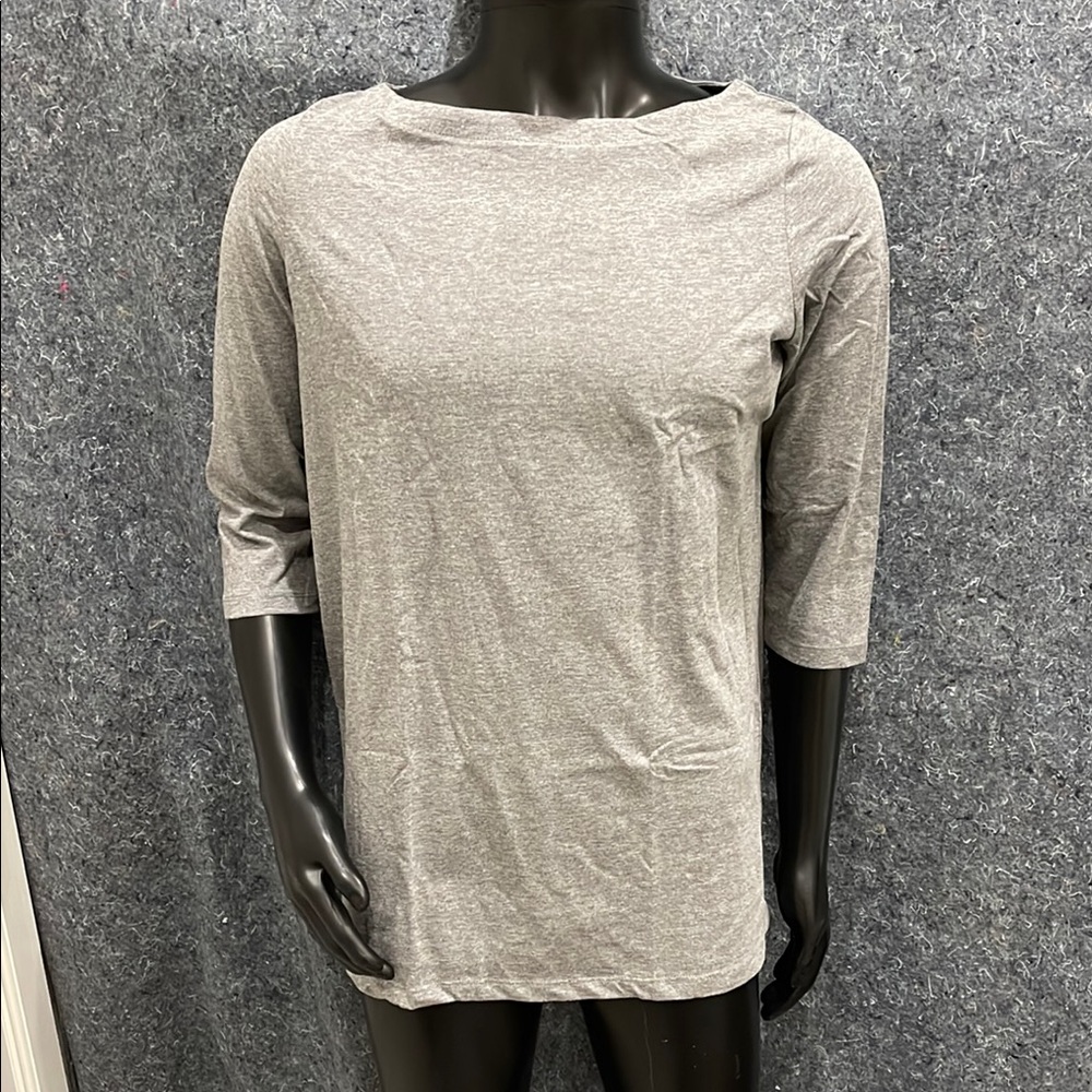 NEW WomanWithin MEDIUM 14/16 Gray 3/4 Sleeve Pull Over Casual Shirt Top